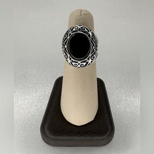 Vintage Onyx & Sterling Silver 925 Oval Cut Ring, Size 6.75